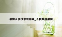 黑客入侵技术有哪些_入侵数据黑客