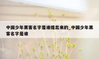 中国少年黑客名字是谁提出来的_中国少年黑客名字是谁