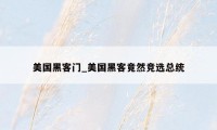 美国黑客门_美国黑客竟然竞选总统