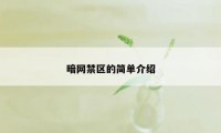 暗网禁区的简单介绍