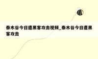 泰木谷今日遭黑客攻击视频_泰木谷今日遭黑客攻击