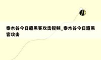 泰木谷今日遭黑客攻击视频_泰木谷今日遭黑客攻击