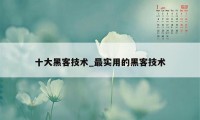 十大黑客技术_最实用的黑客技术