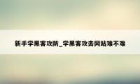 新手学黑客攻防_学黑客攻击网站难不难