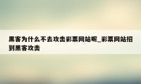 黑客为什么不去攻击彩票网站呢_彩票网站招到黑客攻击