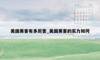 美国黑客有多厉害_美国黑客的实力如何