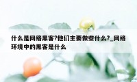 什么是网络黑客?他们主要做些什么?_网络环境中的黑客是什么