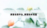 黑客交易平台_黑客技术充值