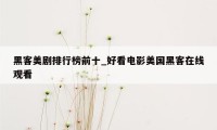 黑客美剧排行榜前十_好看电影美国黑客在线观看