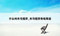 什么叫木马程序_木马程序有啥用途