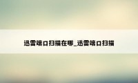 迅雷端口扫描在哪_迅雷端口扫描