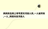 两网民在网上辱骂受灾河南人民,一人被开除,一人_网络攻击河南人