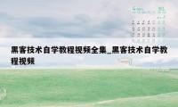 黑客技术自学教程视频全集_黑客技术自学教程视频