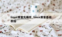 linux黑客大曝光_linux黑客基础教程