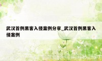 武汉首例黑客入侵案例分享_武汉首例黑客入侵案例