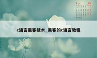 c语言黑客技术_黑客的c语言教程