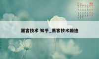 黑客技术 知乎_黑客技术蹦迪