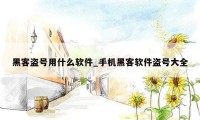 黑客盗号用什么软件_手机黑客软件盗号大全