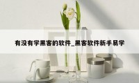 有没有学黑客的软件_黑客软件新手易学