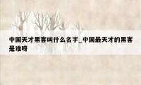 中国天才黑客叫什么名字_中国最天才的黑客是谁呀