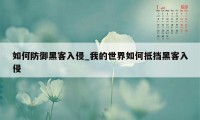 如何防御黑客入侵_我的世界如何抵挡黑客入侵