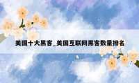美国十大黑客_美国互联网黑客数量排名