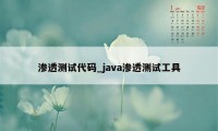 渗透测试代码_java渗透测试工具