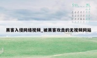 黑客入侵网络视频_被黑客攻击的无视频网站