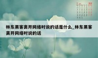 林东黑客离开网络时说的话是什么_林东黑客离开网络时说的话