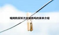 暗网购买妖刀会被抓吗的简单介绍