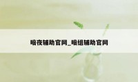 暗夜辅助官网_暗组辅助官网