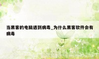 当黑客的电脑遇到病毒_为什么黑客软件会有病毒