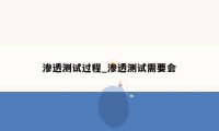 渗透测试过程_渗透测试需要会