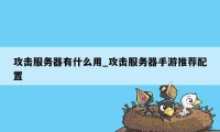 攻击服务器有什么用_攻击服务器手游推荐配置