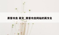 黑客攻击 英文_黑客攻击网站的英文名