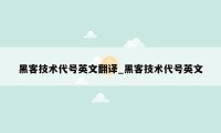 黑客技术代号英文翻译_黑客技术代号英文