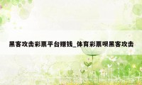 黑客攻击彩票平台赚钱_体育彩票呗黑客攻击