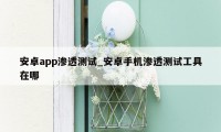 安卓app渗透测试_安卓手机渗透测试工具在哪