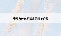 暗网为什么不禁止的简单介绍