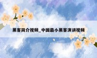 黑客简介视频_中国最小黑客演讲视频