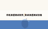 手机渗透测试软件_安卓渗透测试价格