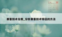 黑客技术分类_分析黑客技术特征的方法
