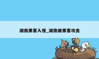 湖南黑客入侵_湖南被黑客攻击