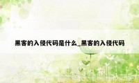 黑客的入侵代码是什么_黑客的入侵代码