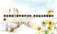 索尼黑客门事件事件分析_索尼起诉黑客遭攻击