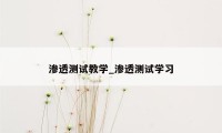 渗透测试教学_渗透测试学习