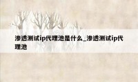 渗透测试ip代理池是什么_渗透测试ip代理池