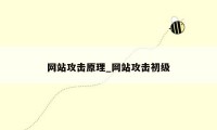 网站攻击原理_网站攻击初级