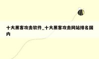 十大黑客攻击软件_十大黑客攻击网站排名国内