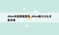 ddos攻击教程菜鸟_ddos输入什么才能攻击
